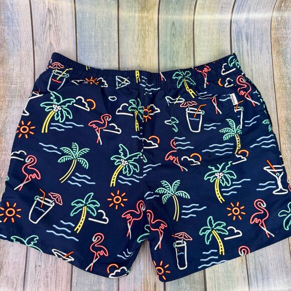 Chubbies Neon Lights Swim Trunks Bathing Suit Mens Large Tropical Palm Trees - Picture 8 of 8